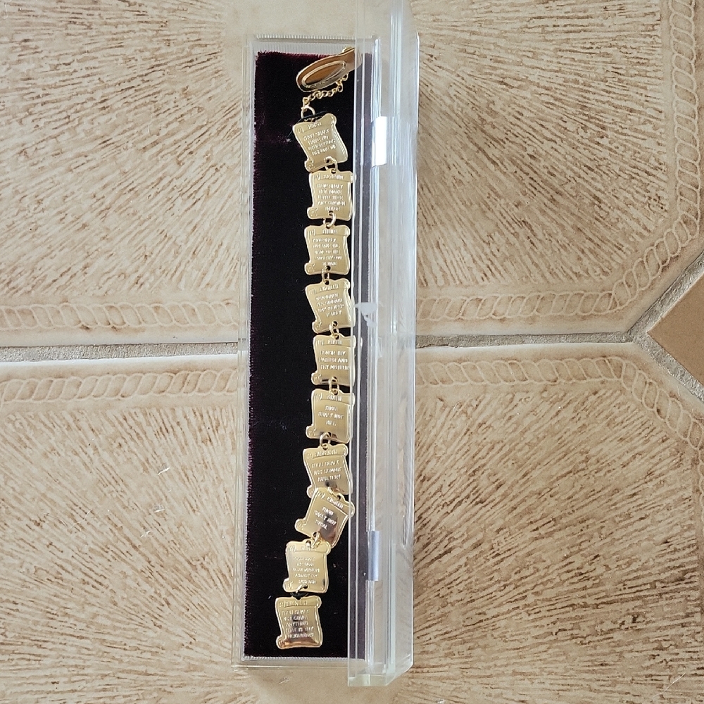 10 Commandments bookmark for Bible study gold color.